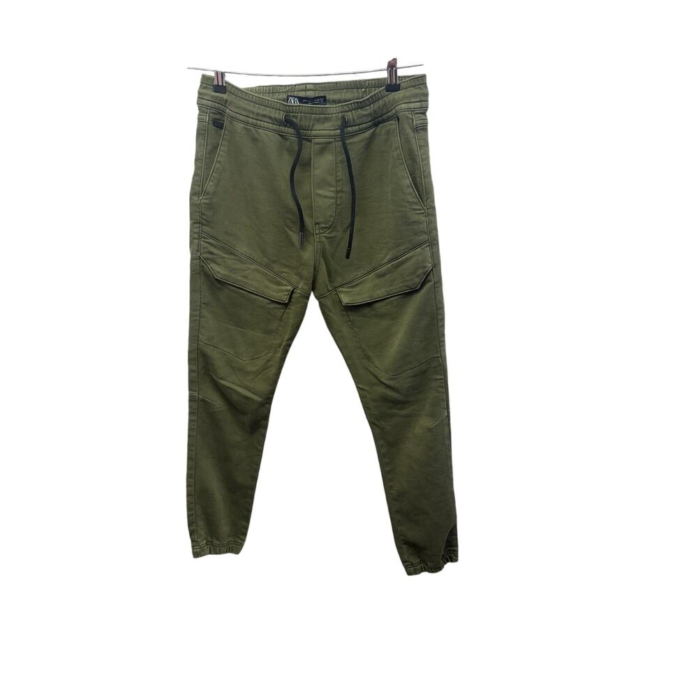 ZARA WOMENS OLIVE GREEN JOGGER PANTS small